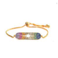 lureme simple jewelry brass with rainbow cubic zirconia adjustable bra ...