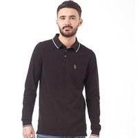 LUKE 1977 Mens Jude Long Sleeve Polo Black/White