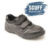 luke black leather boys riptape school shoes