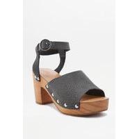 Lucy Black Wooden Heels, BLACK