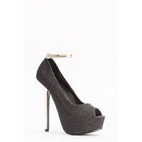 Lurex Peep Toe High Heels