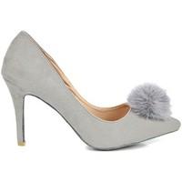 lu boo szare z pomponikiem womens court shoes in grey