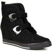 Lu Boo Czarne Sneakersy NA Ocieplane NA Rzepy women\'s Low Ankle Boots in black