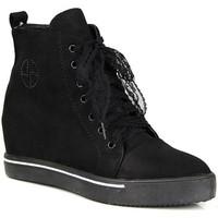 lu boo czarne na z koronk szpic womens low ankle boots in black