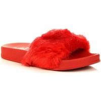 Lu Boo Czerwone Z Futerkiem ZY1810013 women\'s Mules / Casual Shoes in red