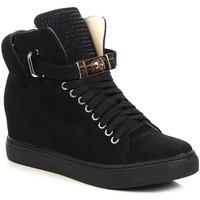 lu boo czarne sneakersy z kdk cyrkonie womens low ankle boots in black