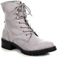 Lu Boo Szare Workery Z Cyrkoniami Wiosenne women\'s Low Ankle Boots in grey