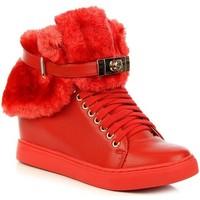 lu boo czerwone sneakersy na futerko womens low ankle boots in red