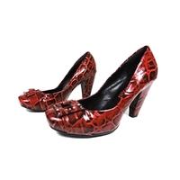 Luca Stefani Size 7 Patent Scarlet Red Reptile Skin Affect Heeled Shoes