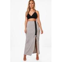 Lucy Lace Up Bodycon Midi Skirt - grey