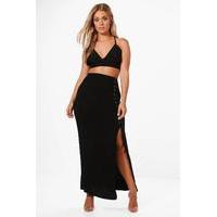 Lucy Lace Up Bodycon Midi Skirt - black