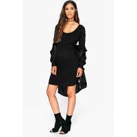 Lucy Scoop Neck Long Sleeve Bodycon - black