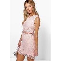 Lucy Lace Double Layer Bodycon Dress - pink