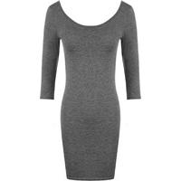 Lucy Basic Bodycon Dress with Scoop Neck - Dark Grey