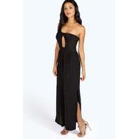 Lucia One Shoulder Drape Front Maxi - black