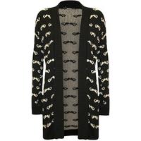 Luisa Moustache Open Knitted Cardigan - Black