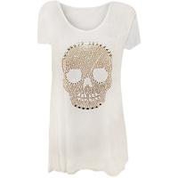 lucy skull stud hanky hem short sleeve top white