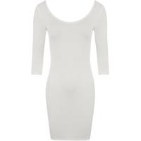 Lucy Basic Bodycon Dress with Scoop Neck - Cream