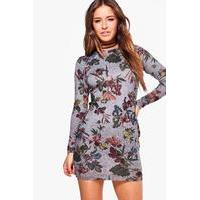 Lucy Floral Printed Knitted Bodycon Dress - multi