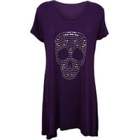 lucy skull stud hanky hem short sleeve top purple