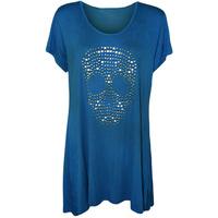 Lucy Skull Stud Hanky Hem Short Sleeve Top - Royal Blue