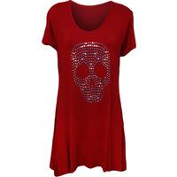 lucy skull stud hanky hem short sleeve top red