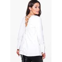 lucy lace up back tie cuff blazer white