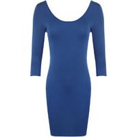 Lucy Basic Bodycon Dress with Scoop Neck - Blue