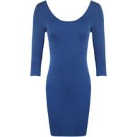 lucy basic bodycon dress with scoop neck blue