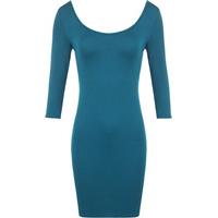 lucy basic bodycon dress with scoop neck teal