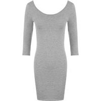 Lucy Basic Bodycon Dress with Scoop Neck - Light Grey