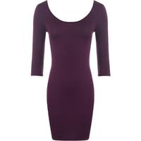 Lucy Basic Bodycon Dress with Scoop Neck - Purple