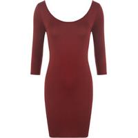 Lucy Basic Bodycon Dress with Scoop Neck - Plum
