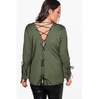 lucy lace up back tie cuff blazer khaki