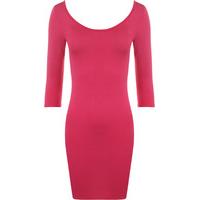 Lucy Basic Bodycon Dress with Scoop Neck - Cerise