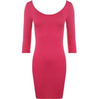 lucy basic bodycon dress with scoop neck cerise