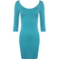 Lucy Basic Bodycon Dress with Scoop Neck - Turquoise