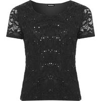 Lucretia Sequin Floral Party Top - Black