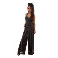 LUXE Black Sequin Detail Criss Cross Back Jumpsuit