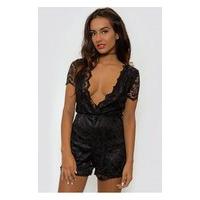 lucca black lace playsuit