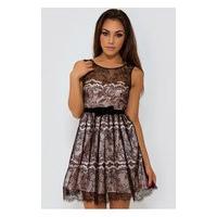 LUXE Lace Overlay Skater Dress In Black