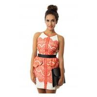 LUXE Lace Skater Dress In Orange