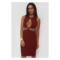 LUXE Chain Front Wine Shift Dress