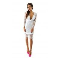 LUXE Lace Bodycon Dress In White