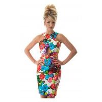 LUXE Cross Front Floral Bodycon Midi Dress