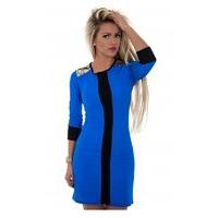 LUXE Sequin Shoulder Shift Dress In Blue