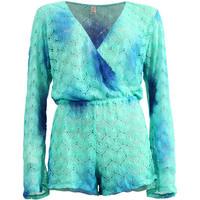 luli fama turquoise siete mares playsuit womens jumpsuit in blue