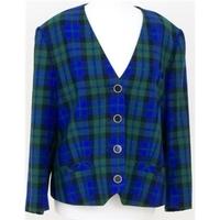 Lucia, Size 14 smart blue, green and black plaid jacket