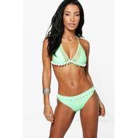 Lucia Pom Pom Mesh Triangle Bikini - green