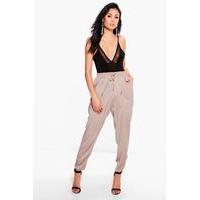 Luxe Rouched Ankle Joggers - taupe